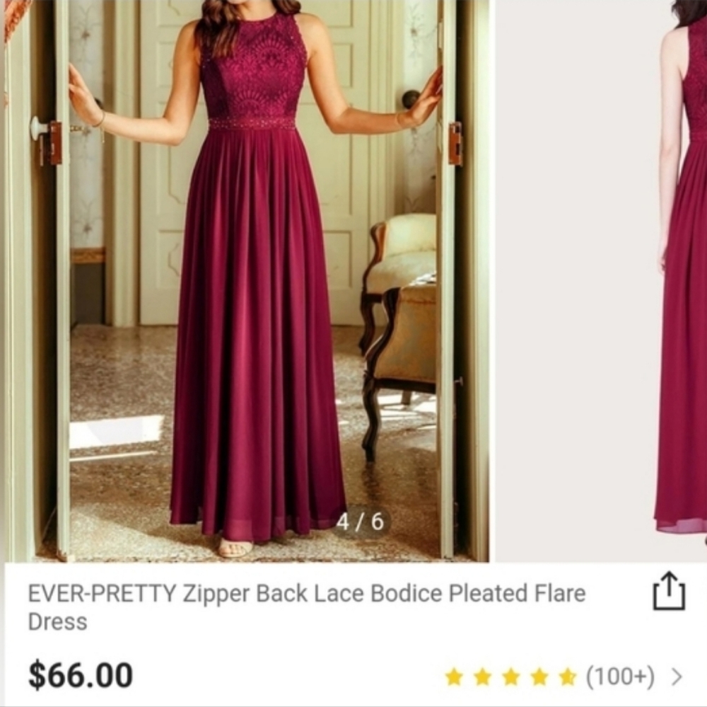 Burgundy Lace/Crystal Formal Dress - Size 10
